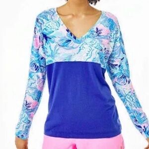 Lilly Pulitzer Vibrant Blue and Pink Long Sleeve Top
